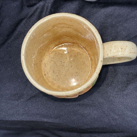 Butterfly Flower Mug Coffee Cup Speckled Auburn Clay Barn Vintage 1970s Set of 6 - Picture 6 of 10